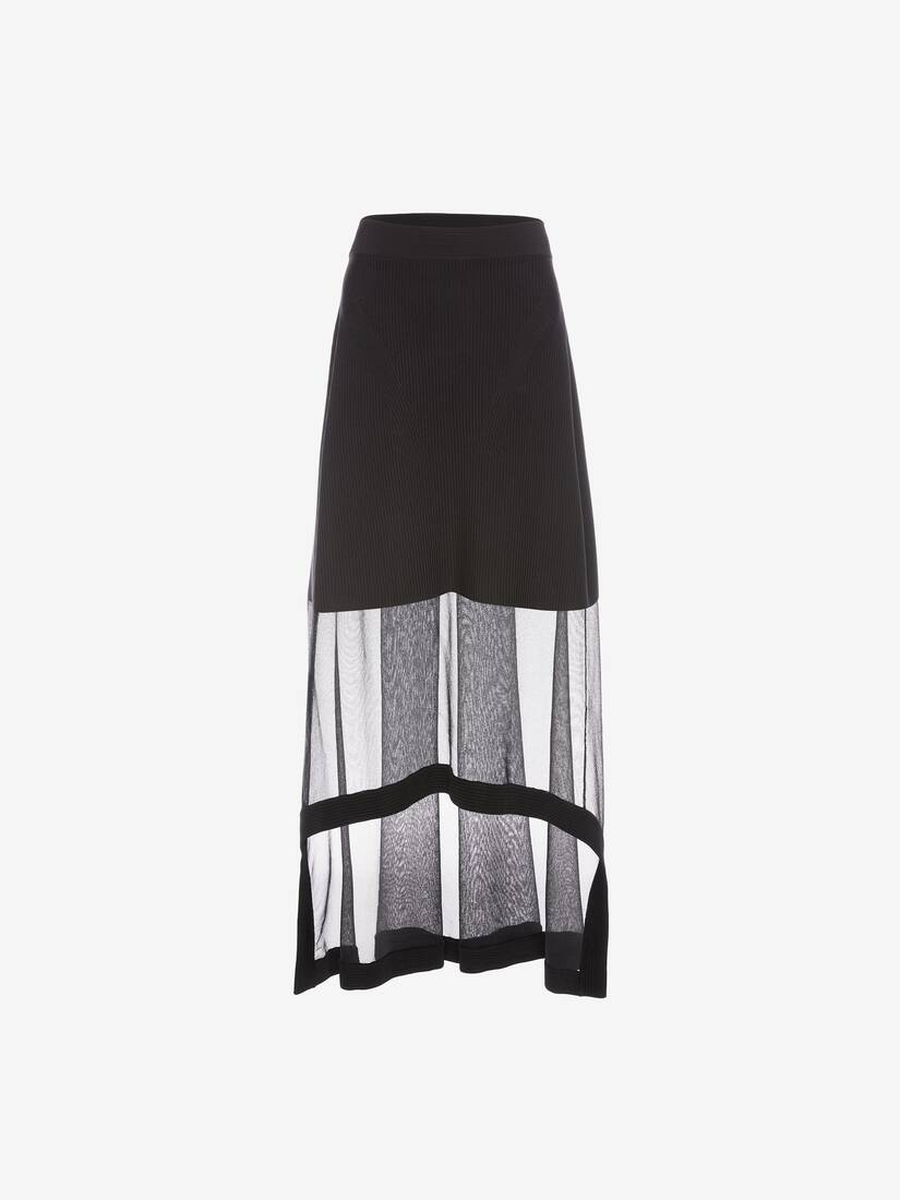 Faldas Alexander McQueen Engineered Ribbed Knit Midi Mujer - Negros - Mexico 467-NGYLDR